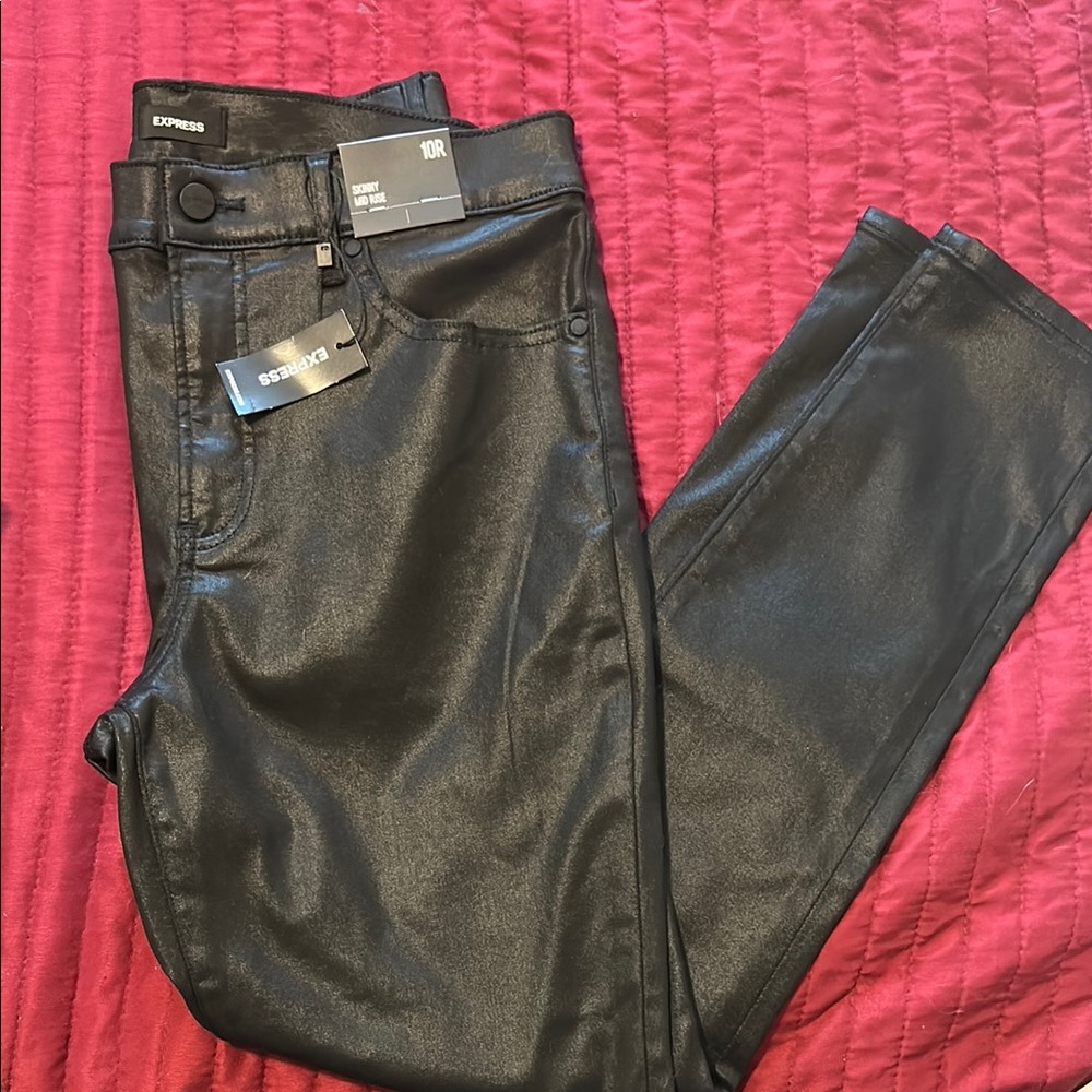 Express Shiny Black Skinny Jeans
